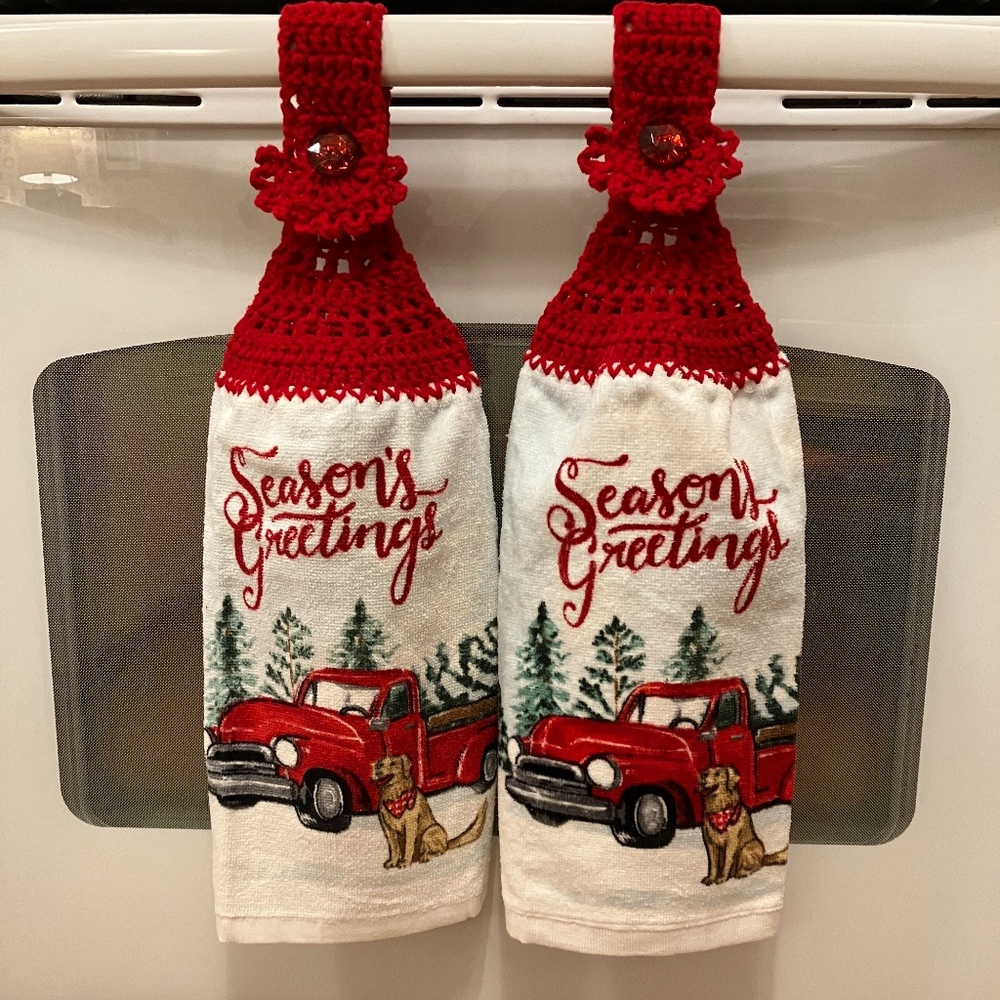🎄ONLY ONE LEFT!! NWOT Handmade Dog and Truck Holiday Towel